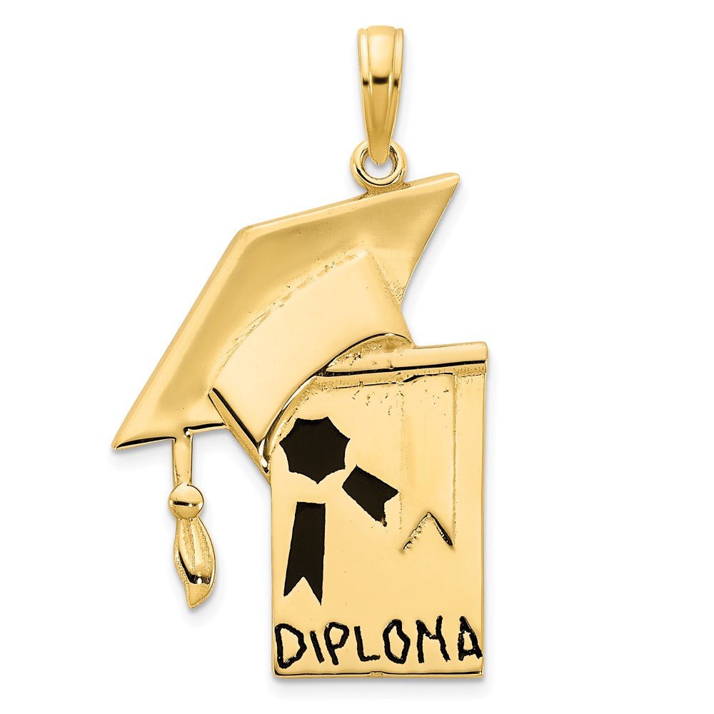 Image of ID 1 14k Yellow Gold Epoxy Graduation Cap and Diploma Pendant