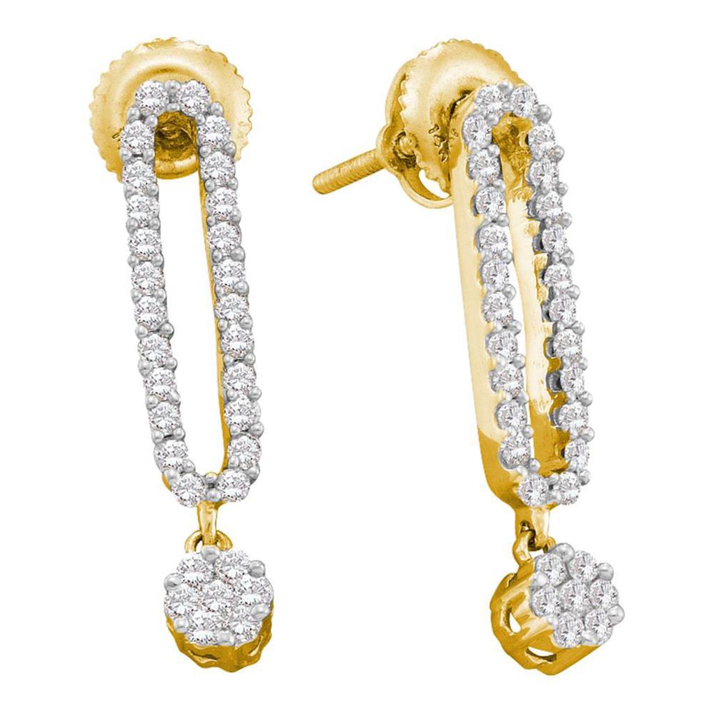 Image of ID 1 14k Yellow Gold Flower Cluster Diamond Stud Earrings 1/2 Cttw