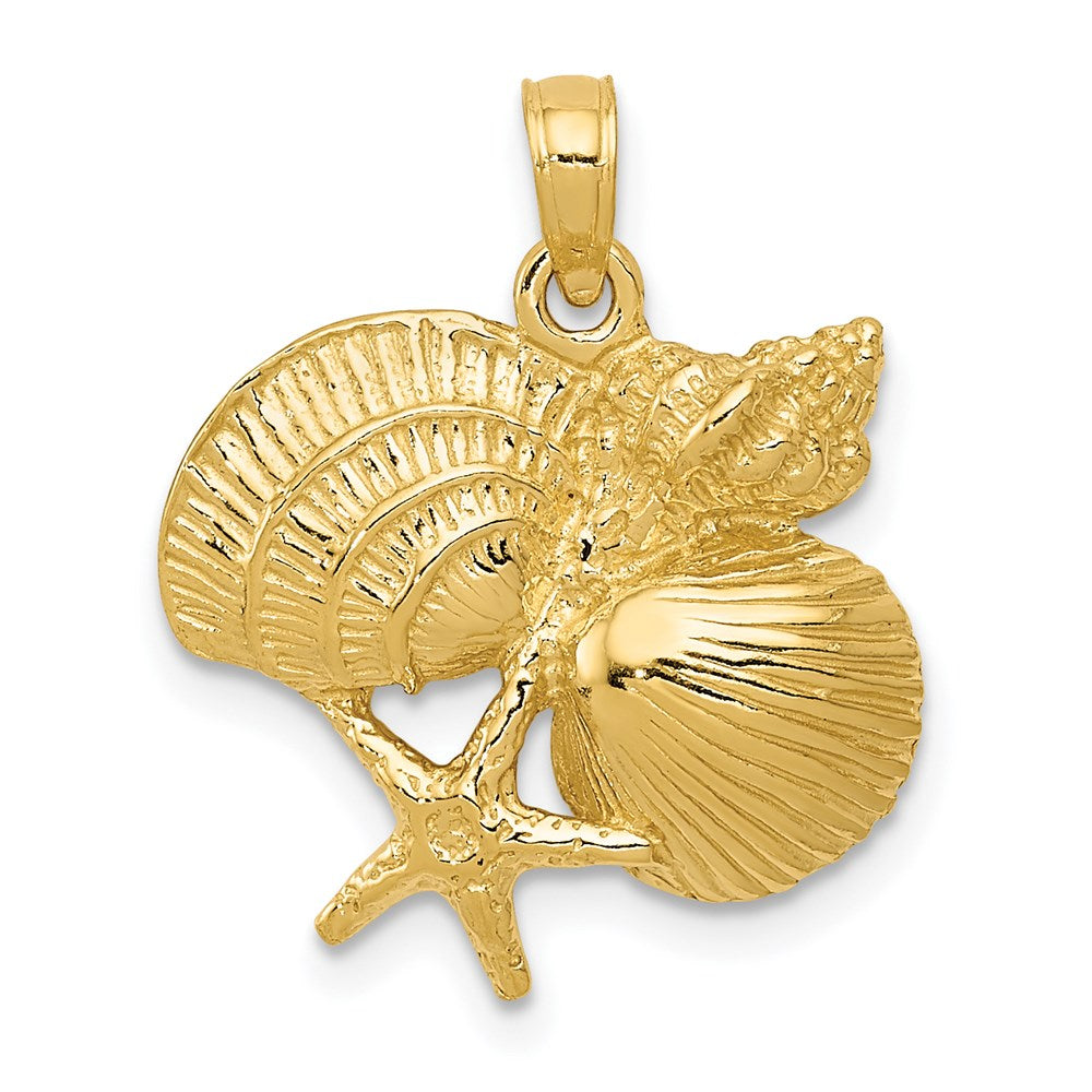 Image of ID 1 14k Yellow Gold Four Shell Cluster Pendant