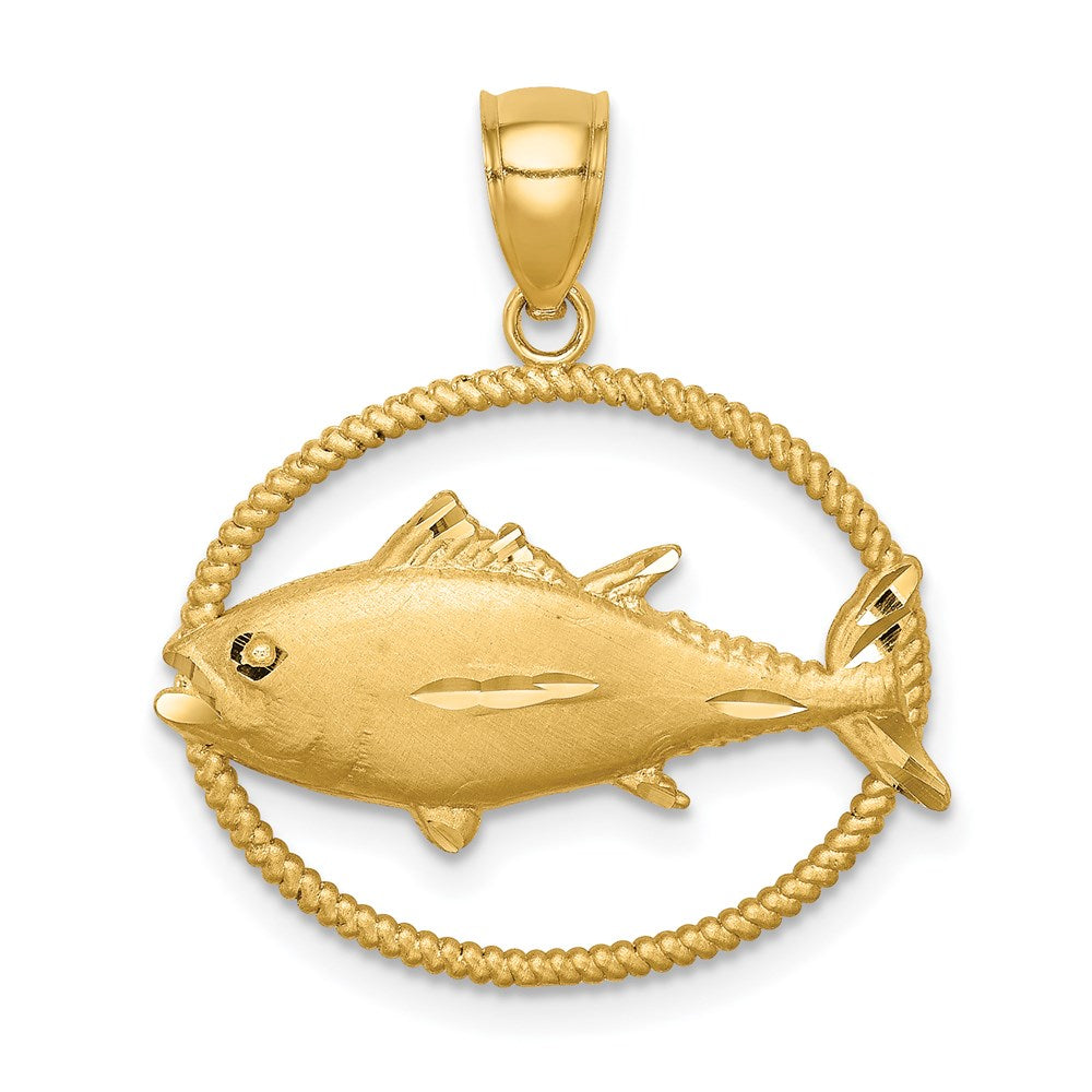 Image of ID 1 14k Yellow Gold Framed D/C Tuna fish Pendant