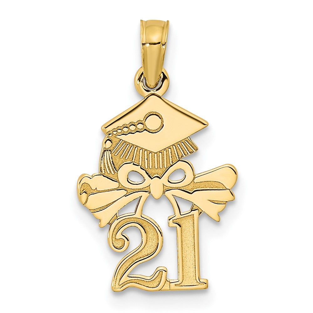 Image of ID 1 14k Yellow Gold Graduation Cap and Diploma - 2021 Charm