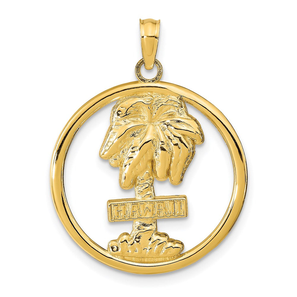 Image of ID 1 14k Yellow Gold HAWAII Palm Tree Pendant