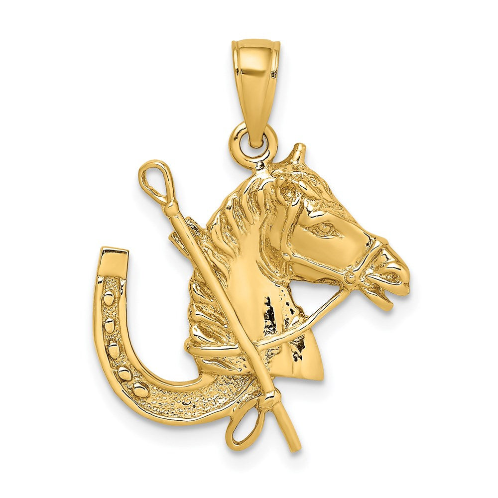 Image of ID 1 14k Yellow Gold Horse Head w/ Shoe and Crop Charm