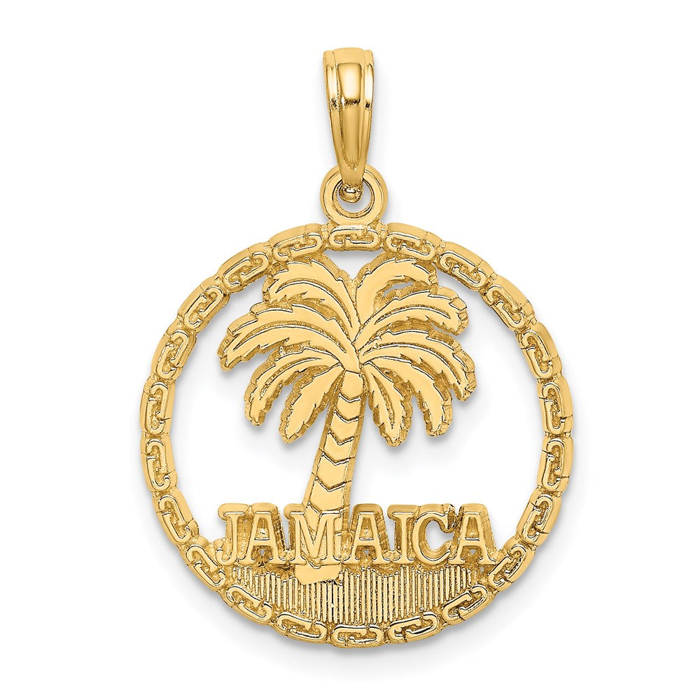 Image of ID 1 14k Yellow Gold JAMAICA Palm Tree Circle Charm