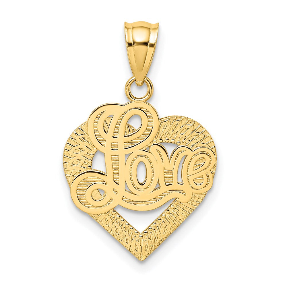 Image of ID 1 14k Yellow Gold LOVE Script in Heart Frame Charm