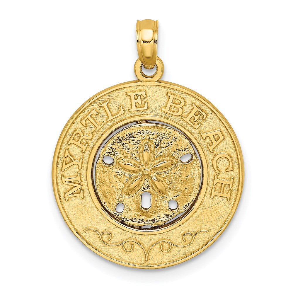 Image of ID 1 14k Yellow Gold MYRTLE BEACH w/Sand Dollar Circle Charm