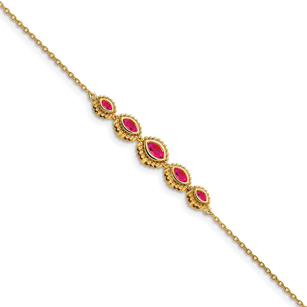 Image of ID 1 14k Yellow Gold Marquise Ruby Bracelet