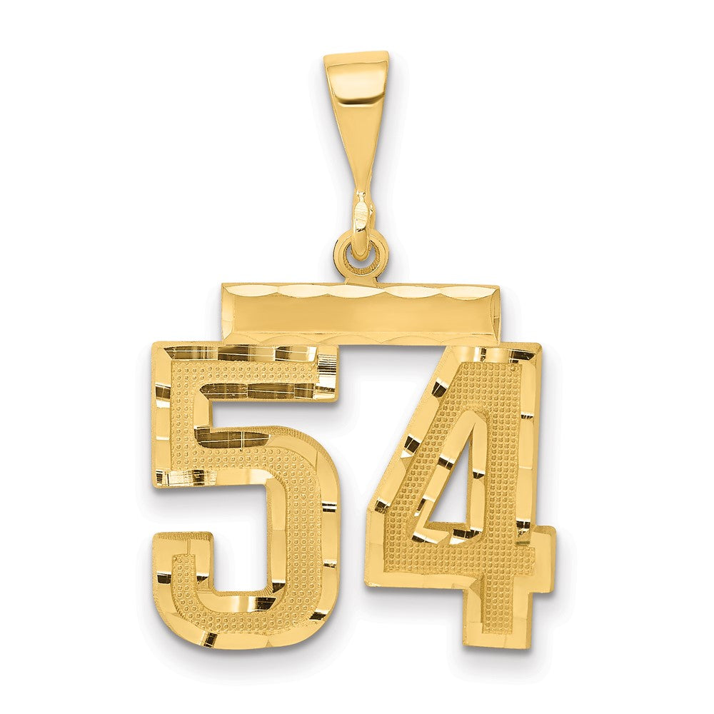 Image of ID 1 14k Yellow Gold Medium Diamond-cut Number 54 Charm