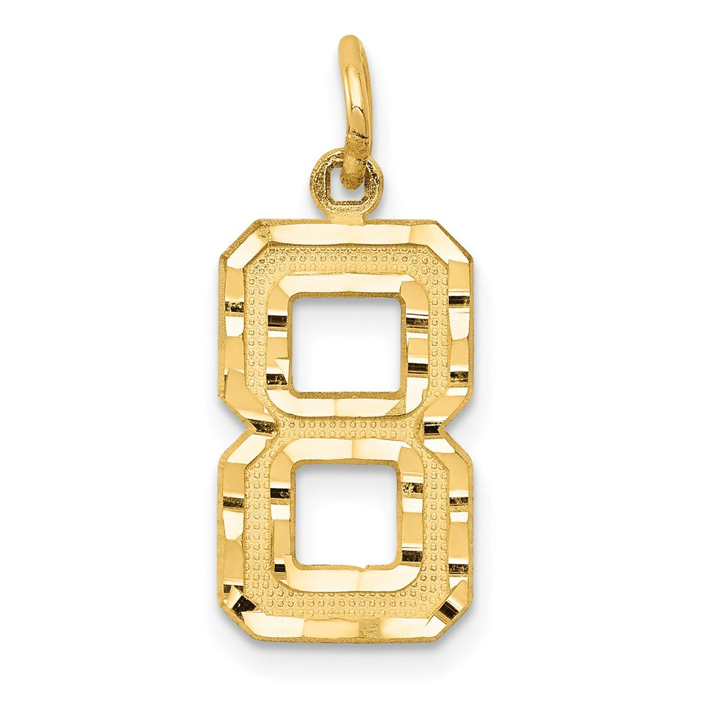 Image of ID 1 14k Yellow Gold Medium Diamond-cut Number 8 Charm