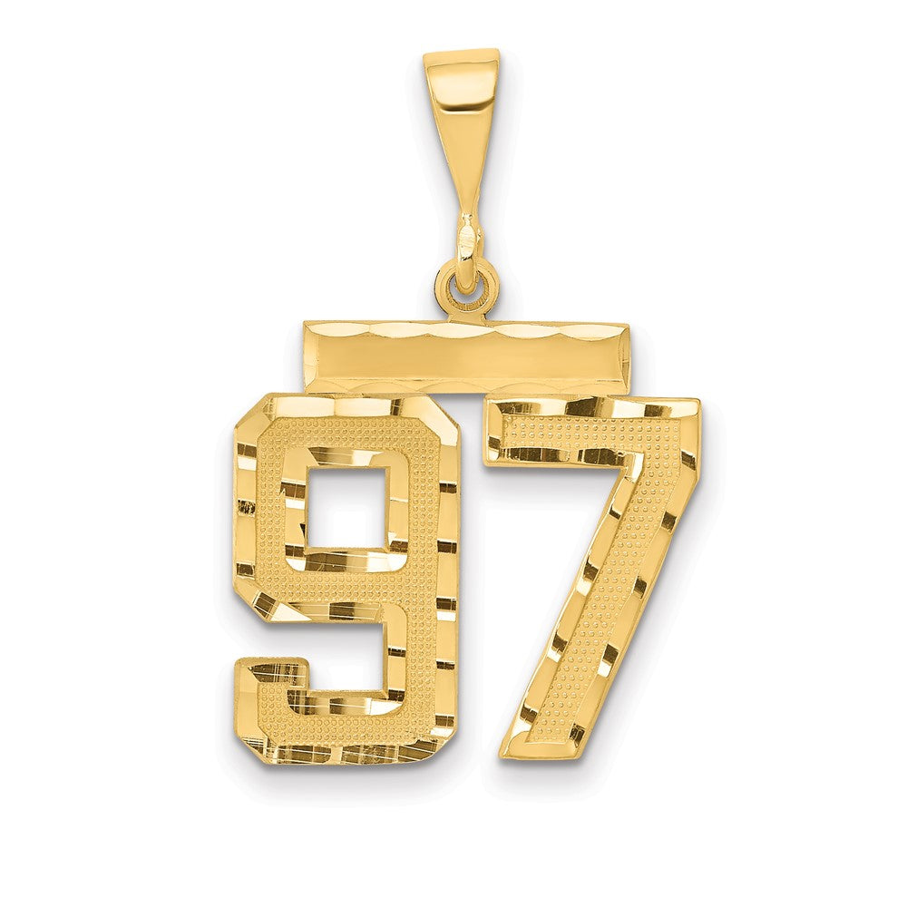 Image of ID 1 14k Yellow Gold Medium Diamond-cut Number 97 Charm