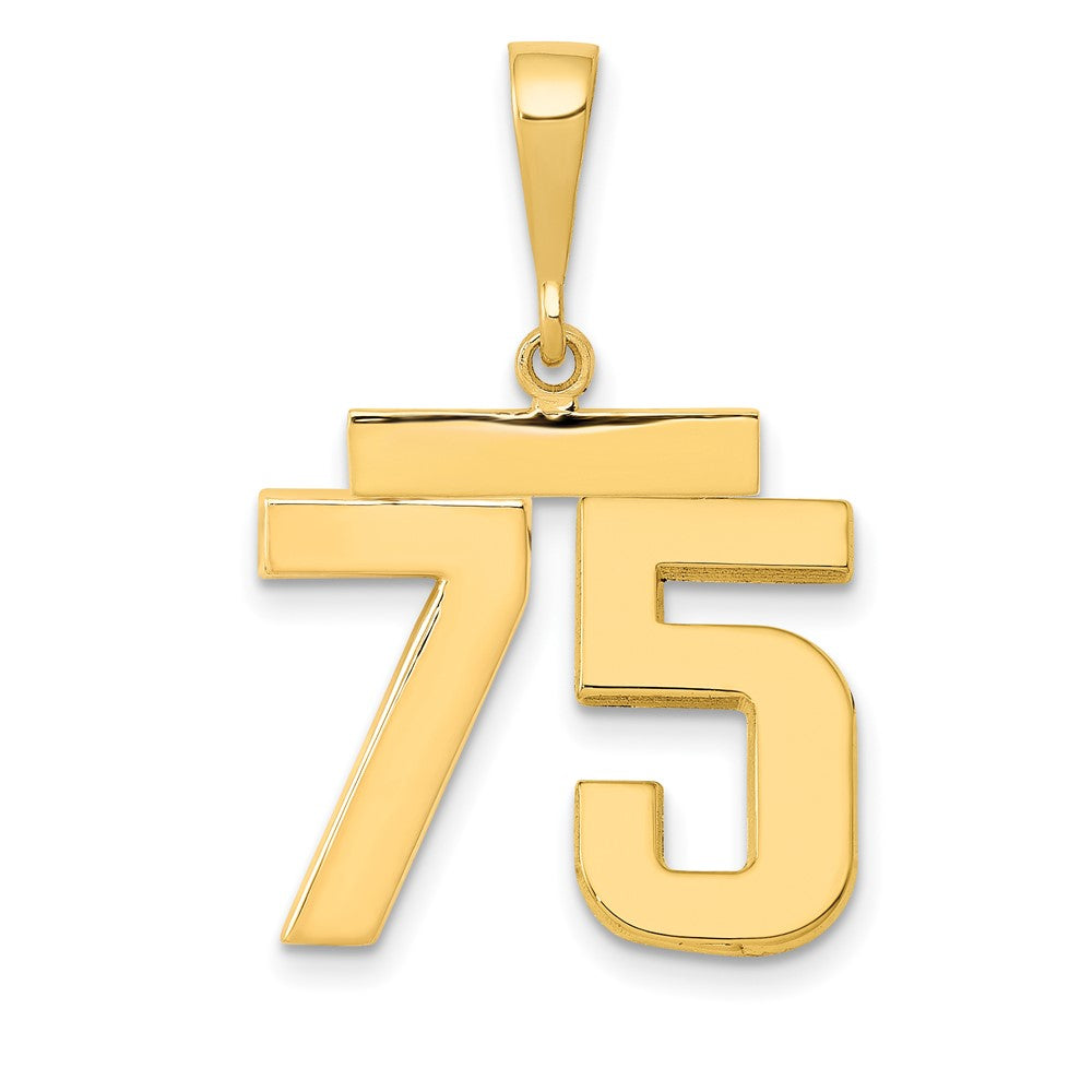 Image of ID 1 14k Yellow Gold Medium Polished Number 75 Charm