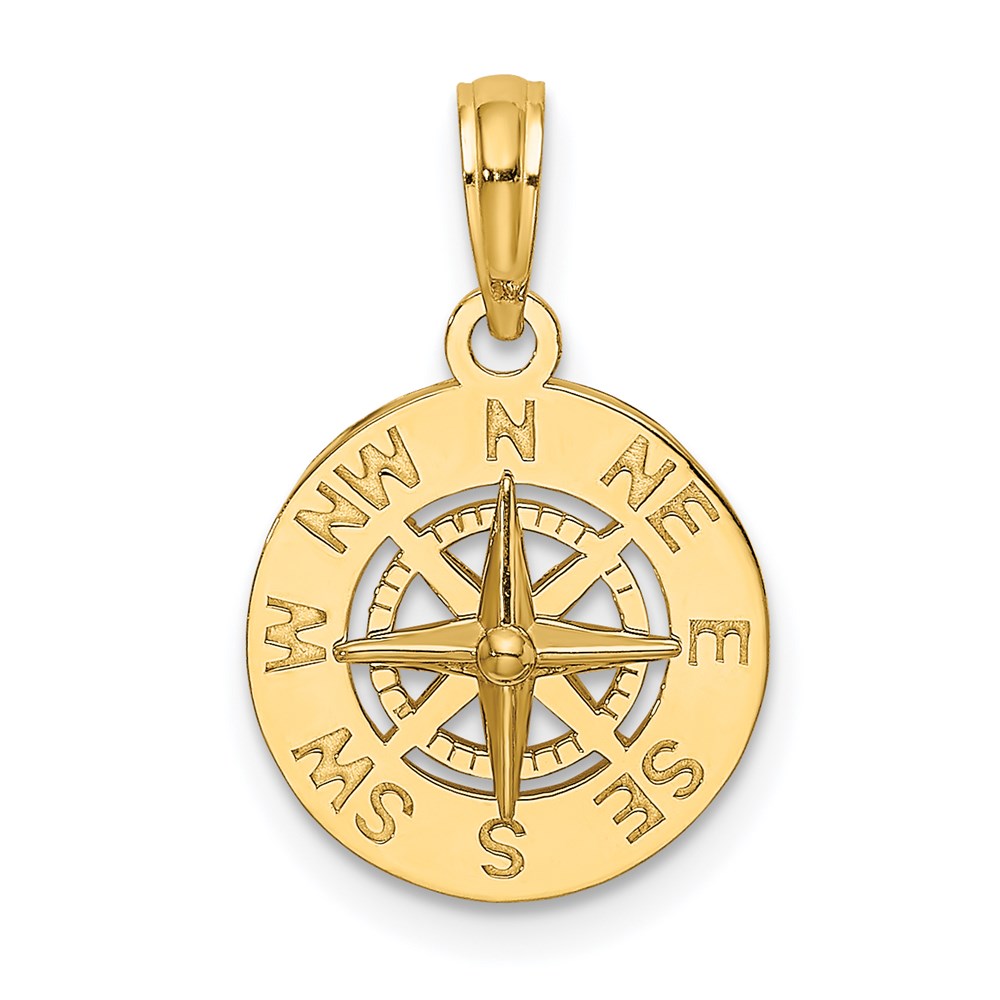 Image of ID 1 14k Yellow Gold Mini Nautical Compass Charm