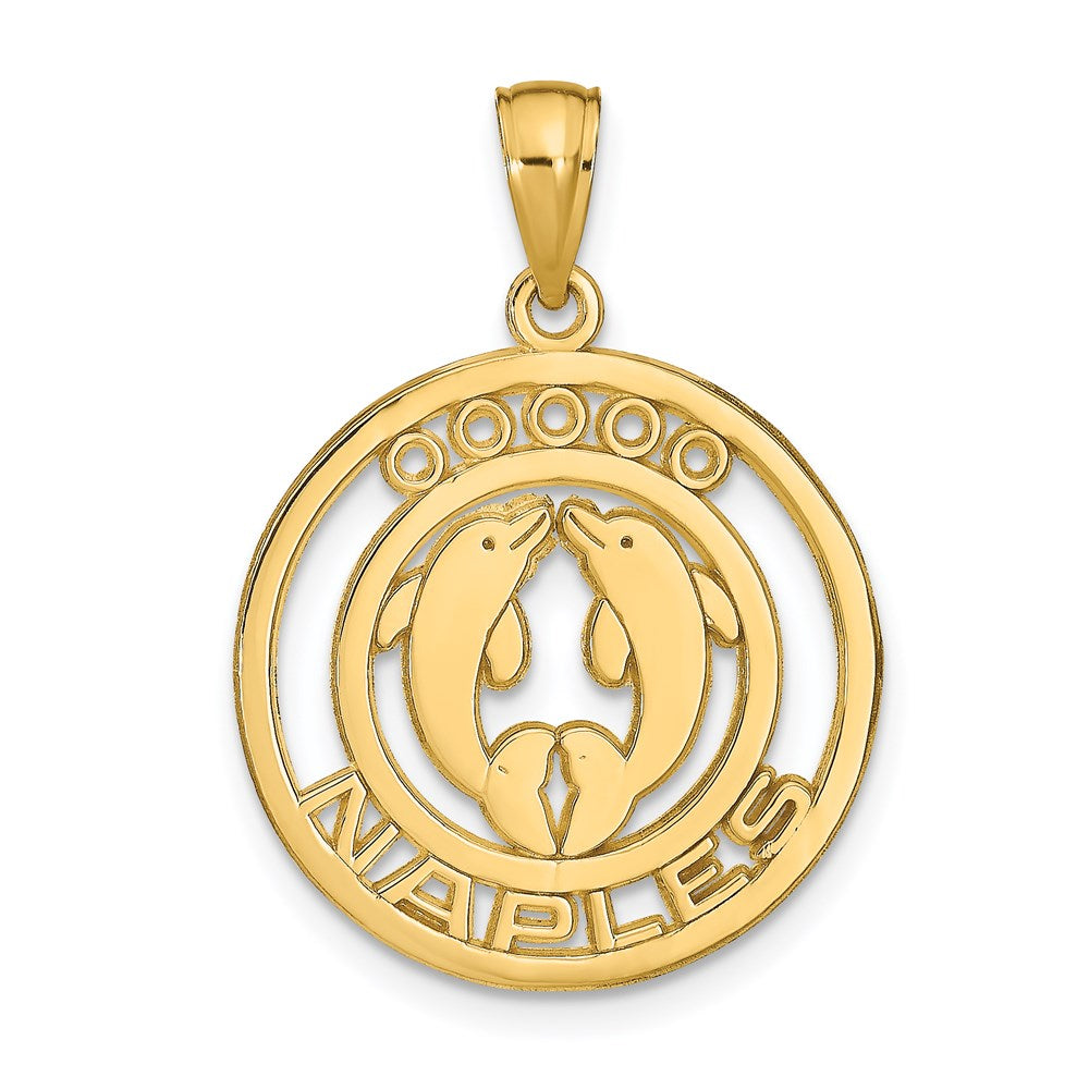 Image of ID 1 14k Yellow Gold NAPLES Dolphins Pendant