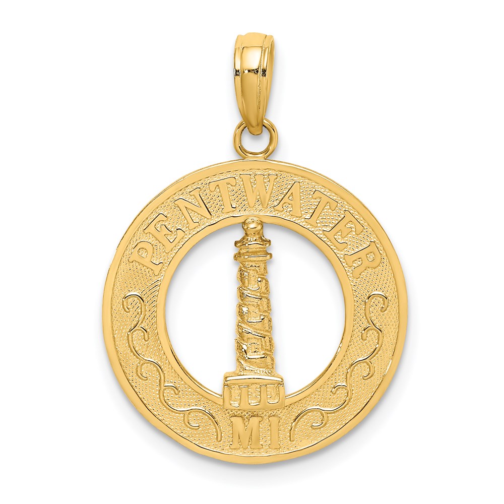 Image of ID 1 14k Yellow Gold PENTWATER MI Lighthouse Charm