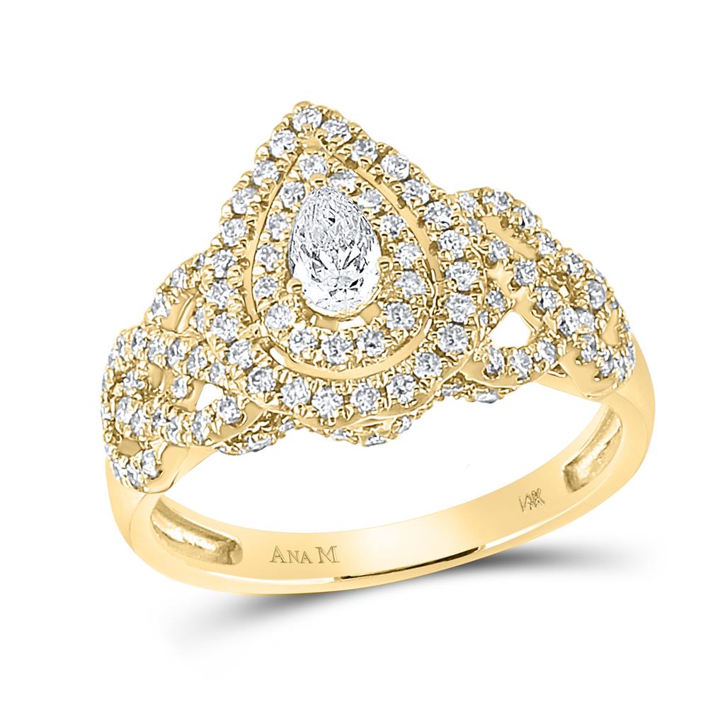 Image of ID 1 14k Yellow Gold Pear Diamond Solitaire Bridal Engagement Ring 1 Cttw (Certified)