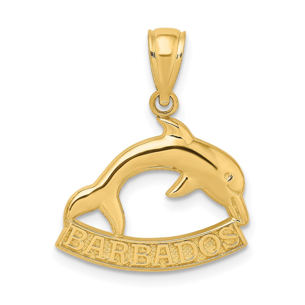 Image of ID 1 14k Yellow Gold Polished BARBADOS Dolphin Charm