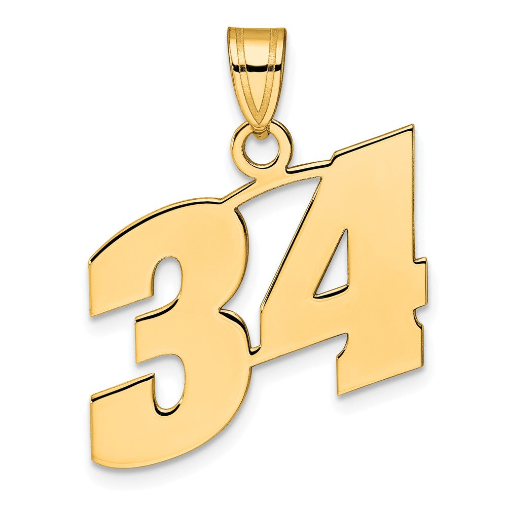 Image of ID 1 14k Yellow Gold Polished Block Number 34 Pendant