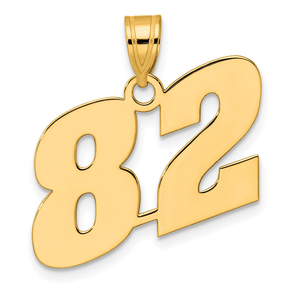 Image of ID 1 14k Yellow Gold Polished Block Number 82 Pendant