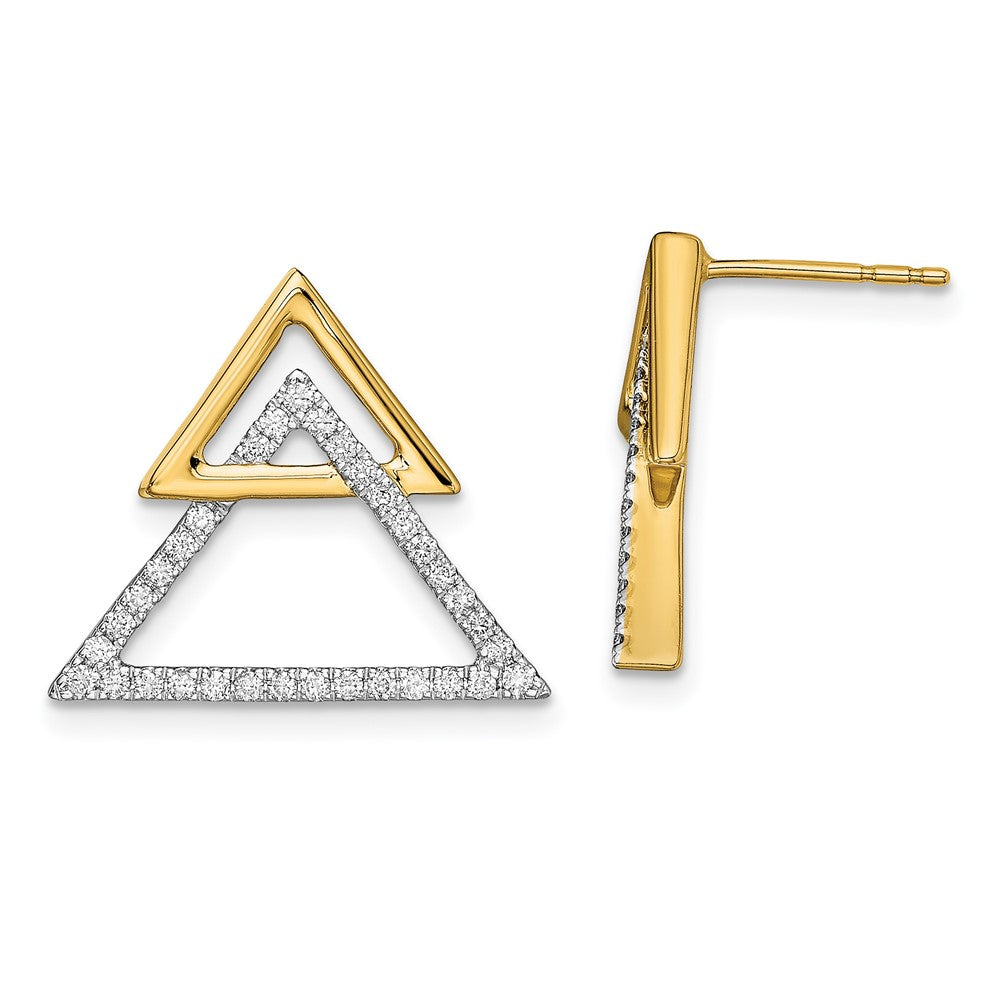 Image of ID 1 14k Yellow Gold Polished Double Triangle Real Diamond Post Earrings