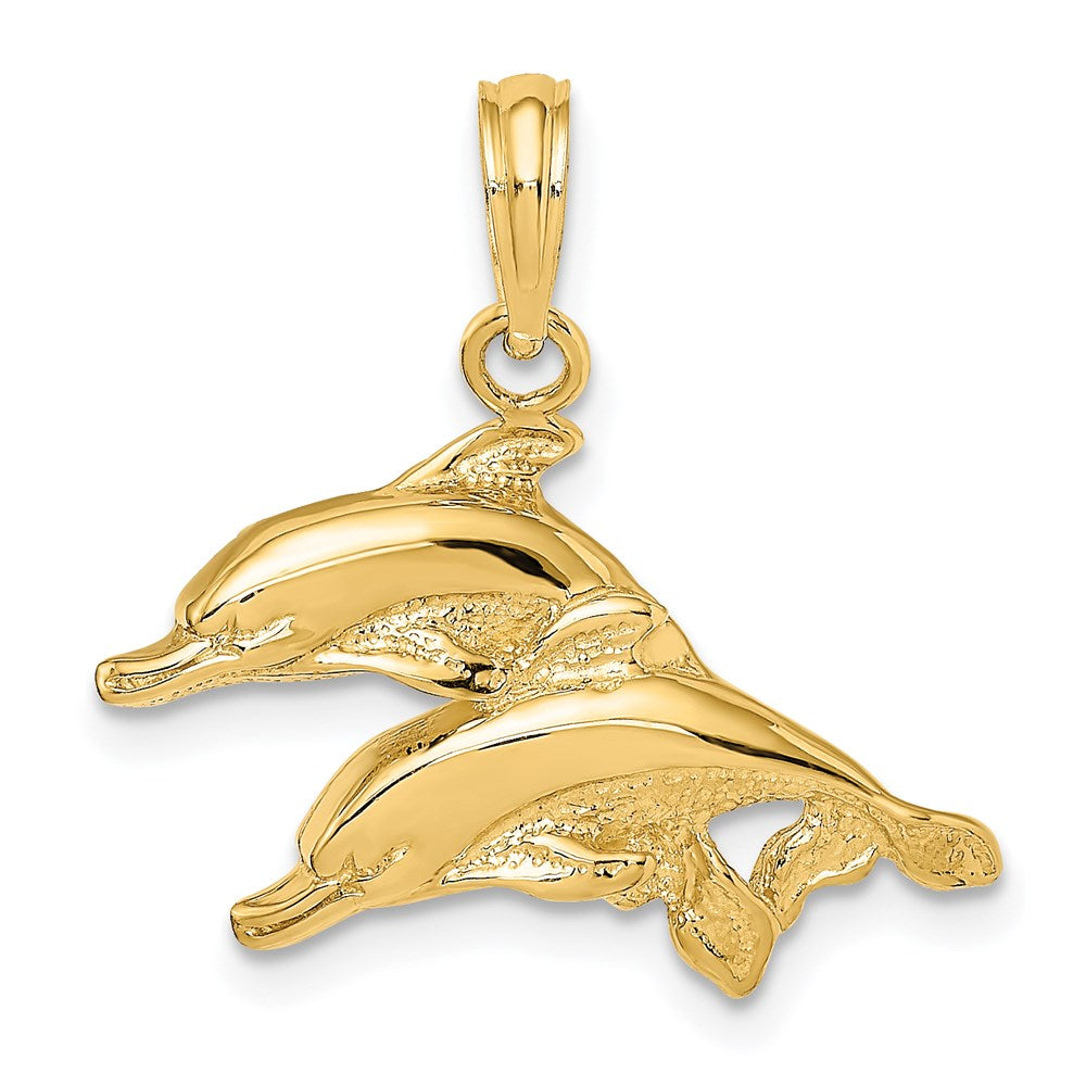 Image of ID 1 14k Yellow Gold Polished /Engraved Dolphins Charm