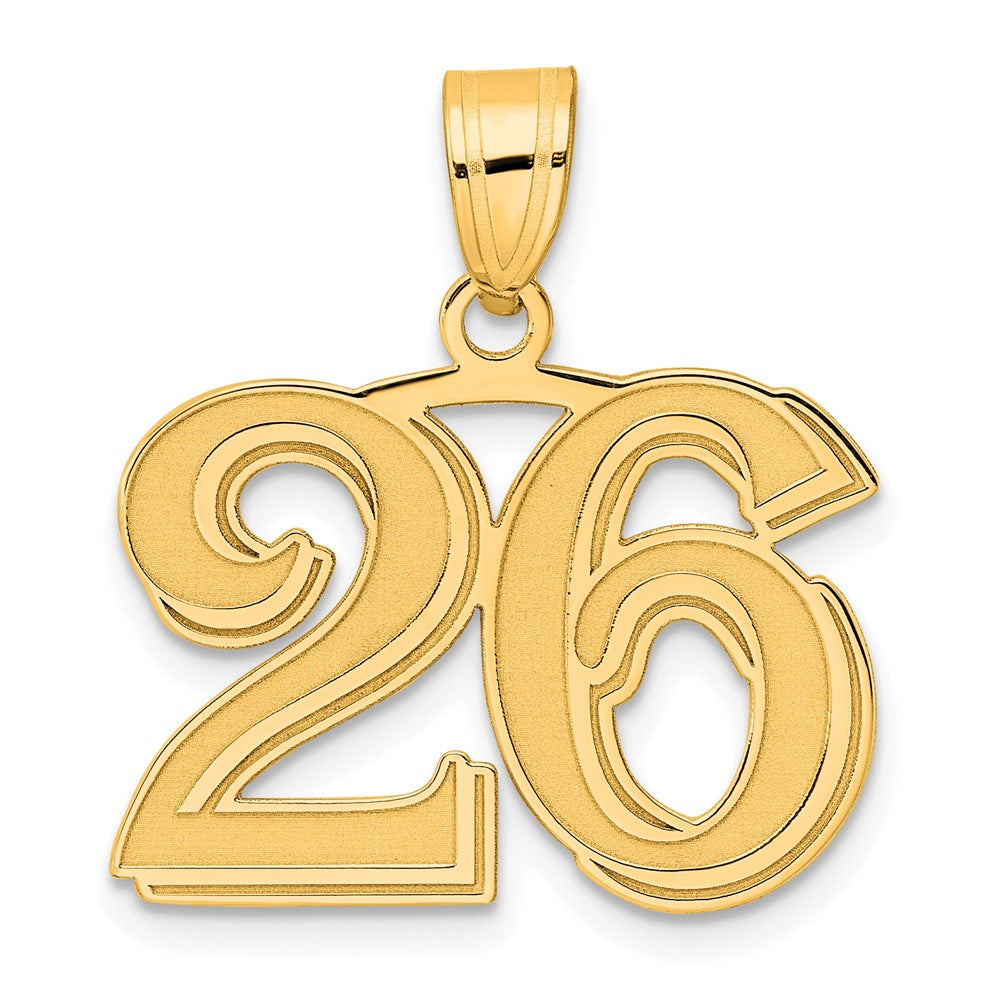 Image of ID 1 14k Yellow Gold Polished Etched Number 26 Pendant