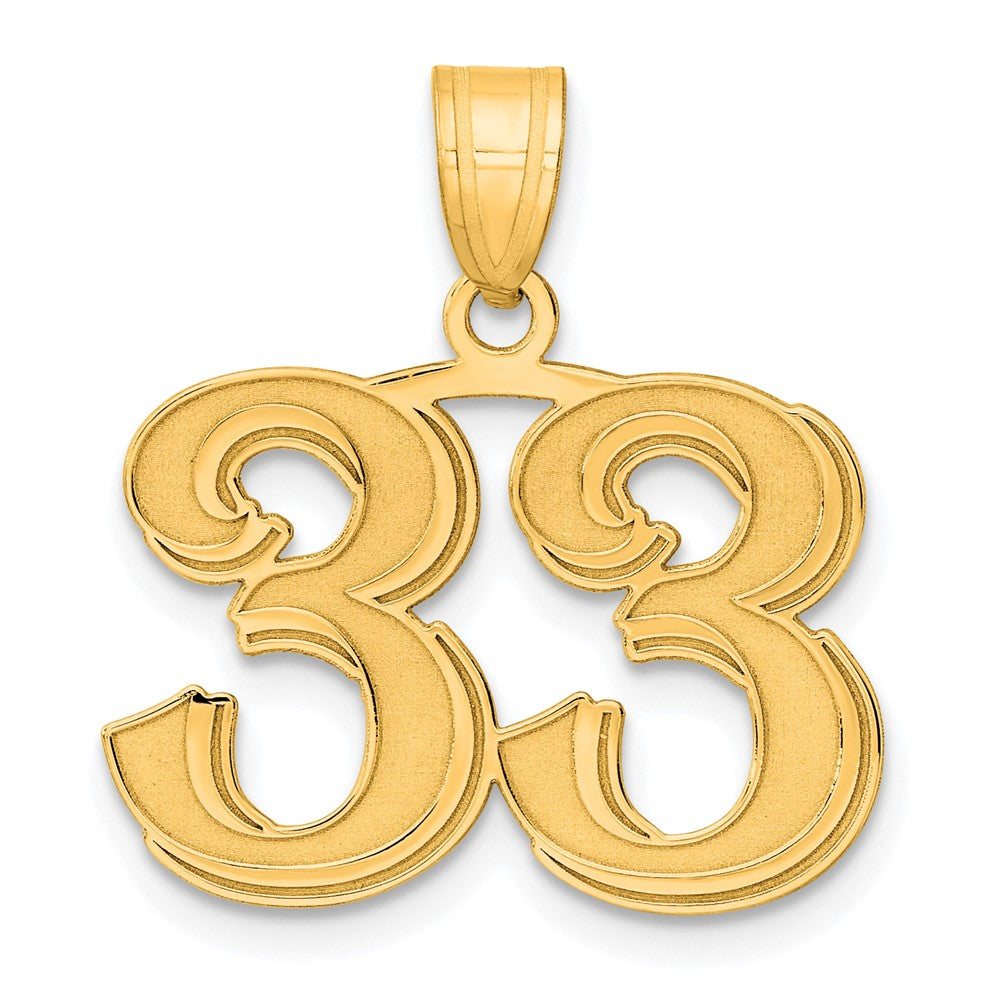 Image of ID 1 14k Yellow Gold Polished Etched Number 33 Pendant