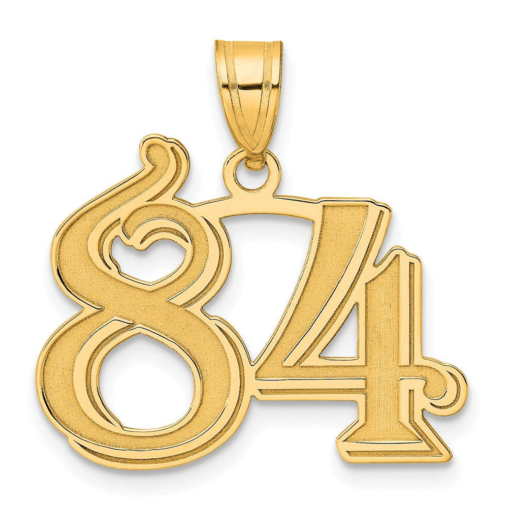 Image of ID 1 14k Yellow Gold Polished Etched Number 84 Pendant