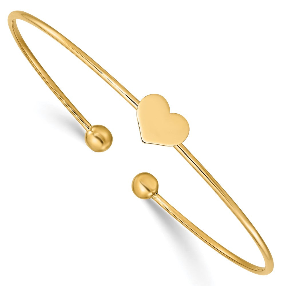 Image of ID 1 14k Yellow Gold Polished Heart Flexible Bangle