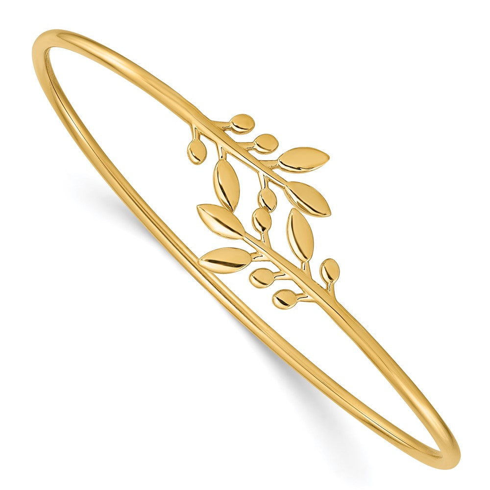 Image of ID 1 14k Yellow Gold Polished Leaves Flexible Bangle