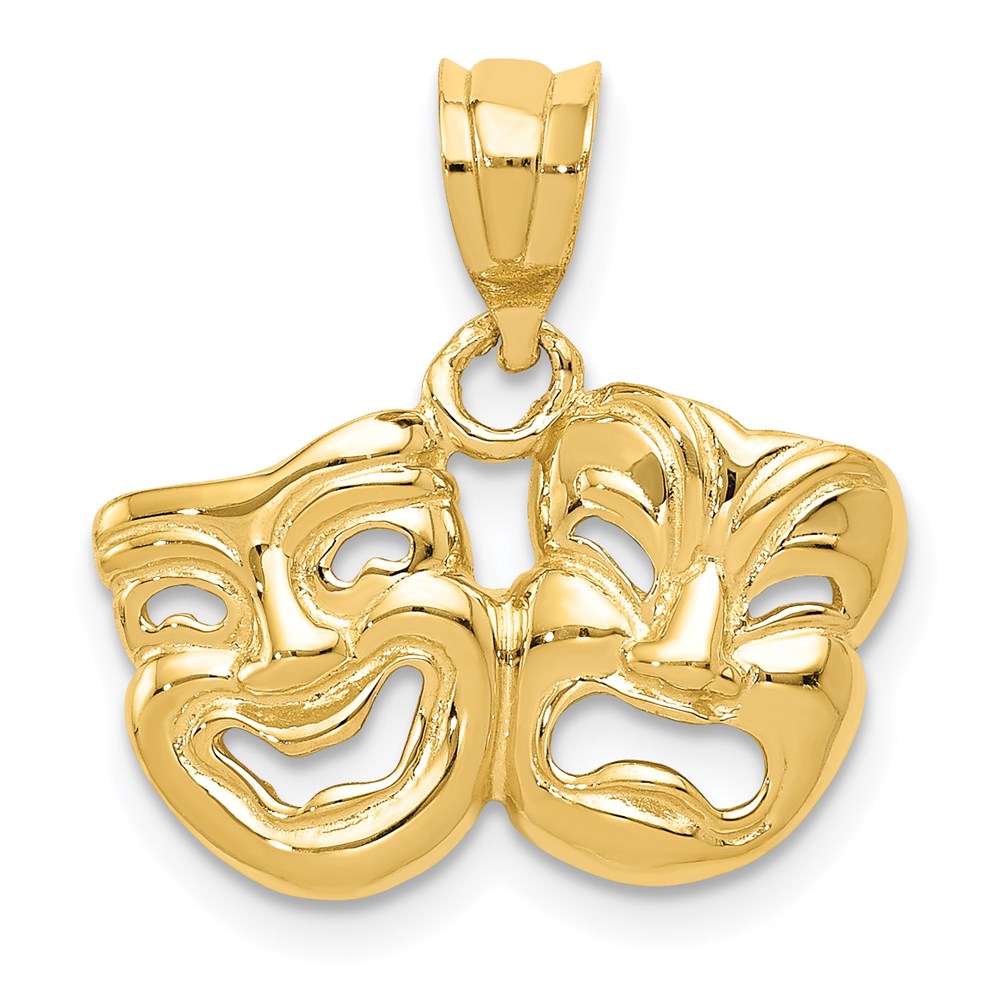 Image of ID 1 14k Yellow Gold Polished Open-Backed Comedy/Tragedy Pendant