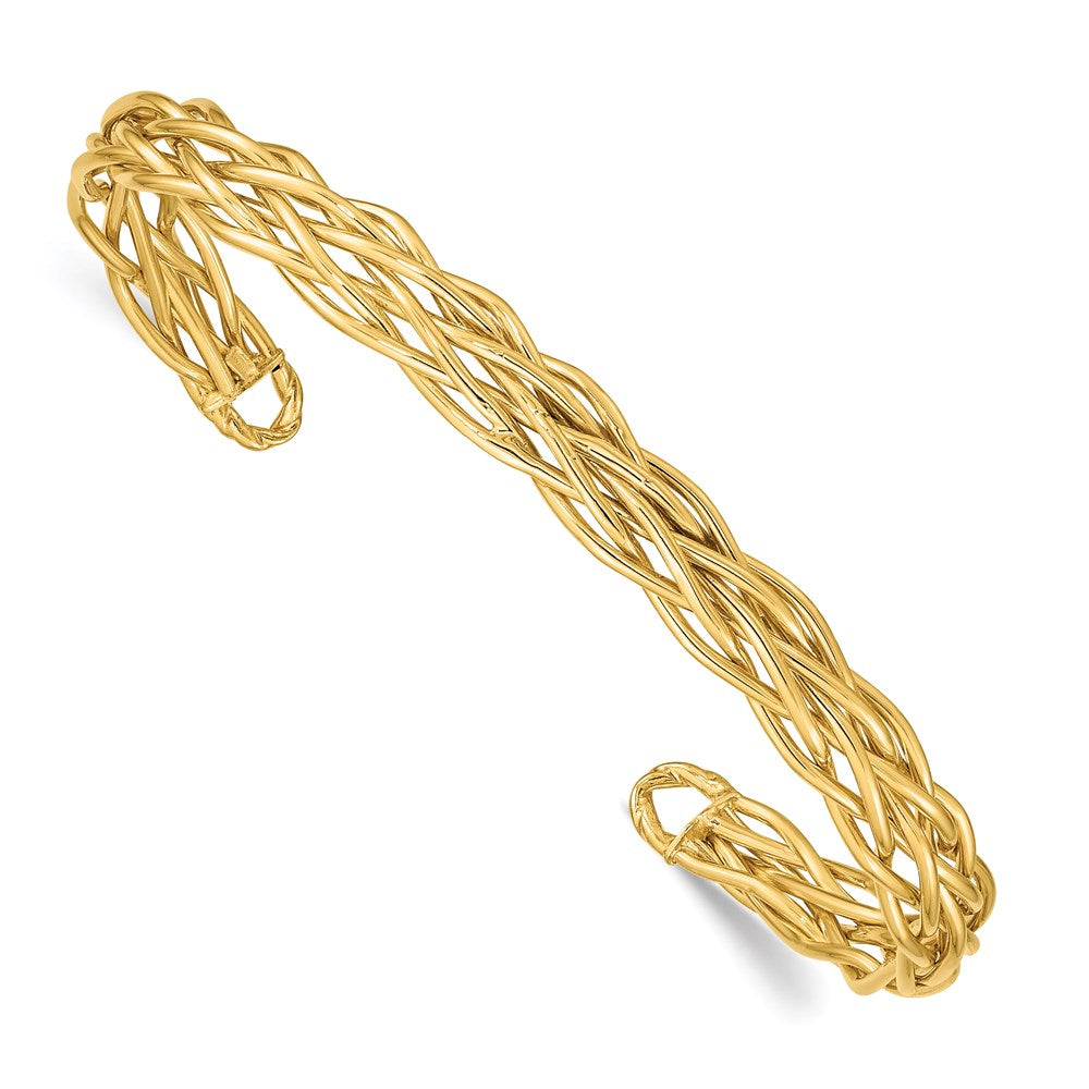 Image of ID 1 14k Yellow Gold Polished Woven Cuff Bangle