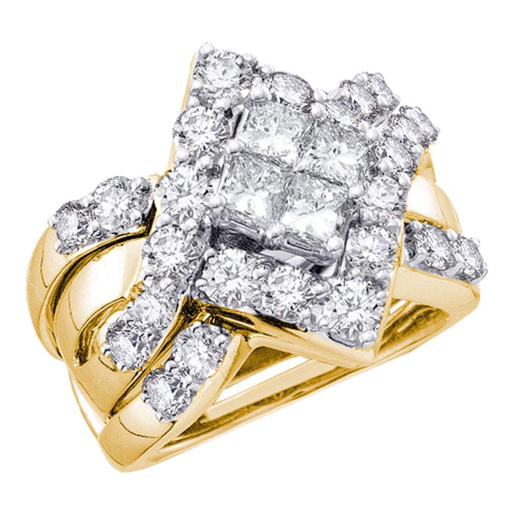 Image of ID 1 14k Yellow Gold Princess Diamond Bridal Wedding Ring Set 2-1/2 Cttw