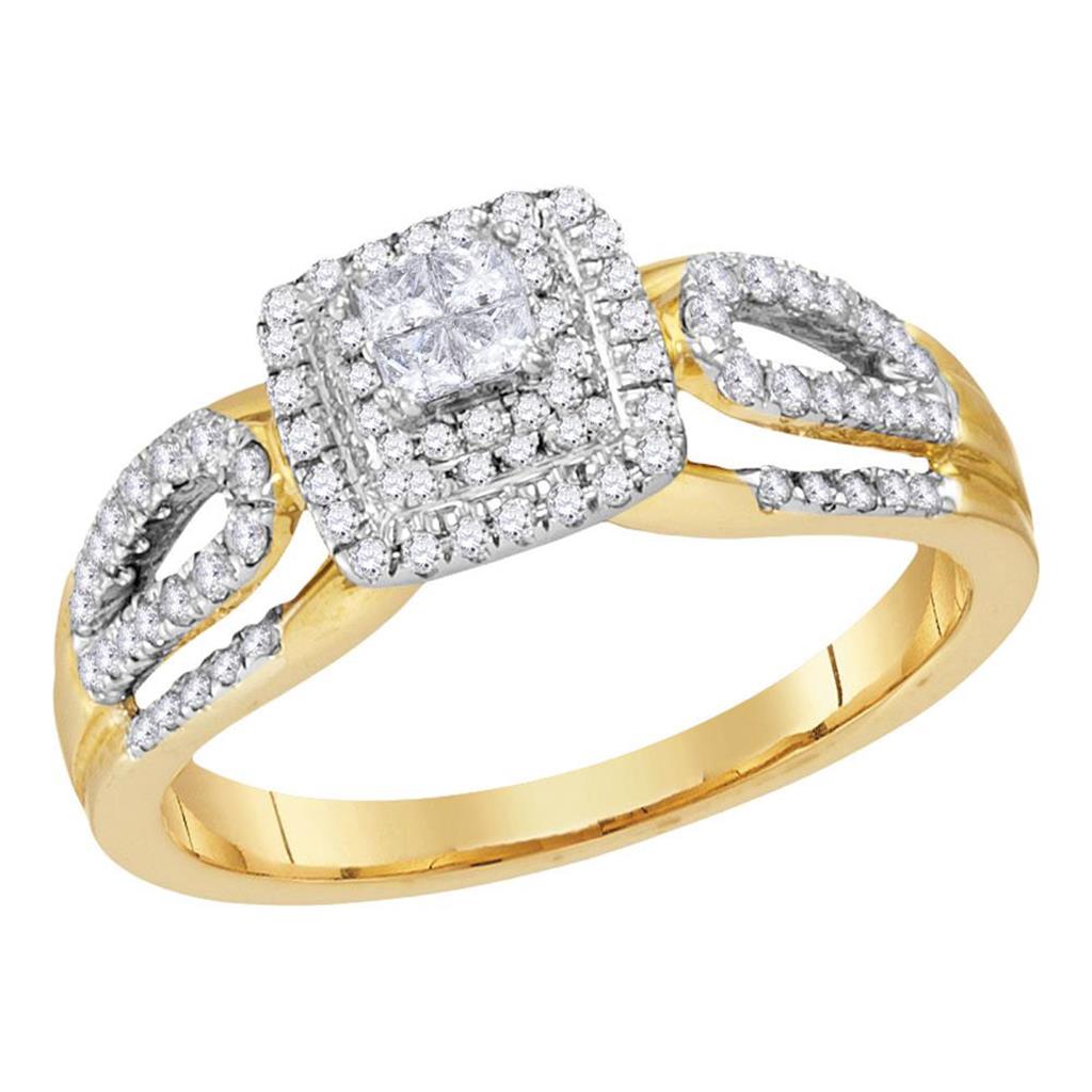 Image of ID 1 14k Yellow Gold Princess Diamond Cluster Ring 1/2 Cttw