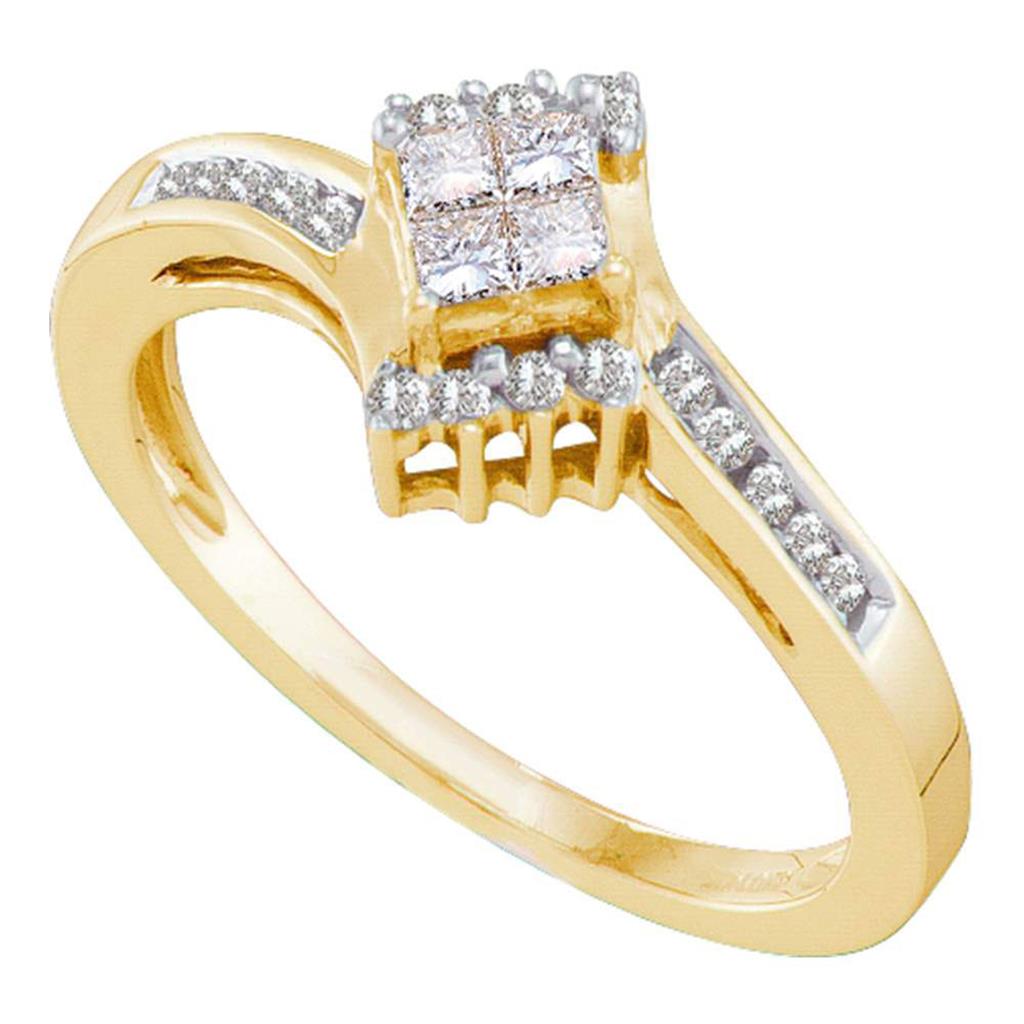 Image of ID 1 14k Yellow Gold Princess Diamond Cluster Ring 1/4 Cttw