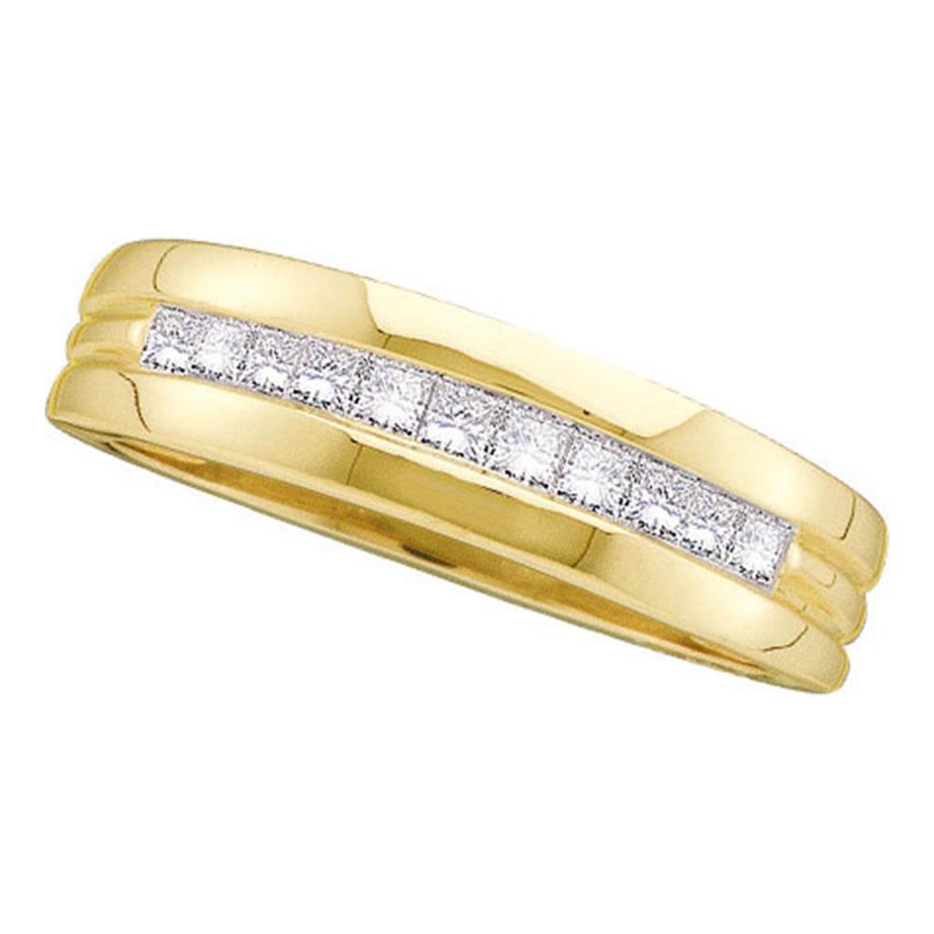 Image of ID 1 14k Yellow Gold Princess Diamond Single Row Band Wedding Ring 1/2 Cttw