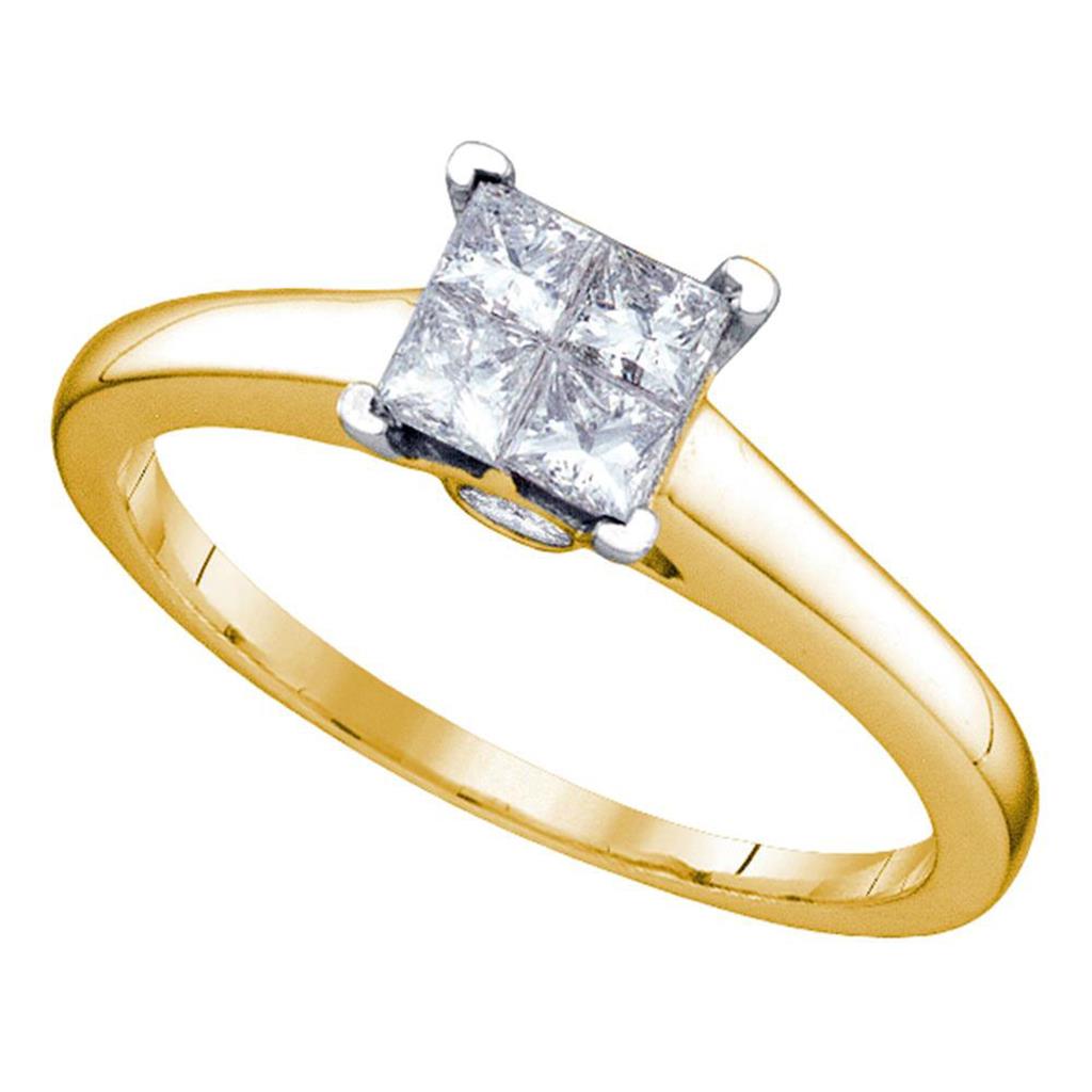 Image of ID 1 14k Yellow Gold Princess Diamond Square Bridal Engagement Ring 1/2 Cttw