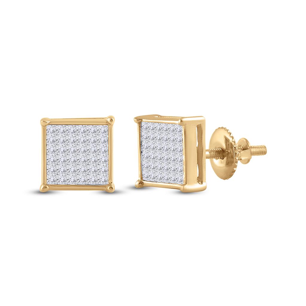 Image of ID 1 14k Yellow Gold Princess Diamond Square Earrings 1/2 Cttw