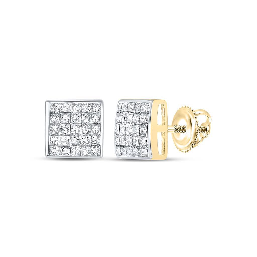 Image of ID 1 14k Yellow Gold Princess Diamond Square Earrings 5/8 Cttw