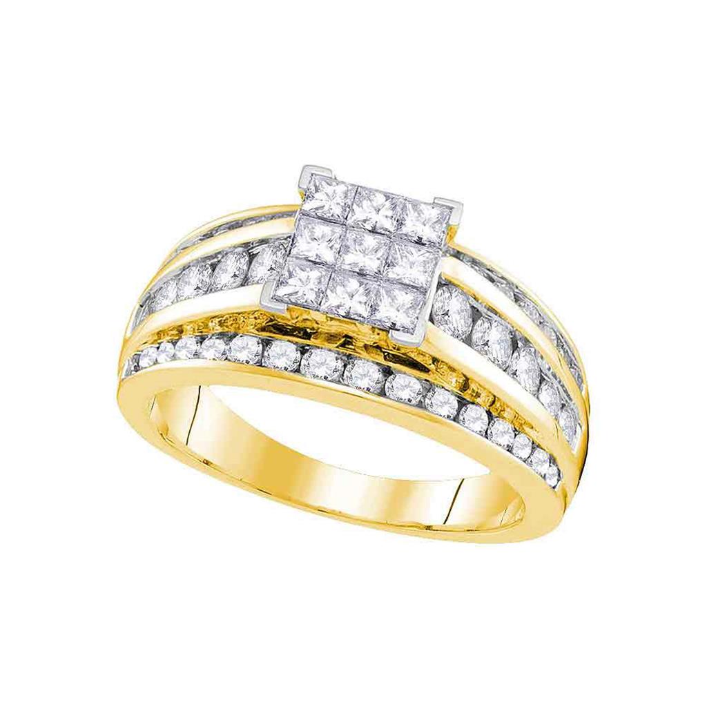 Image of ID 1 14k Yellow Gold Princess Diamond Square Solitaire Ring 1-1/2 Cttw