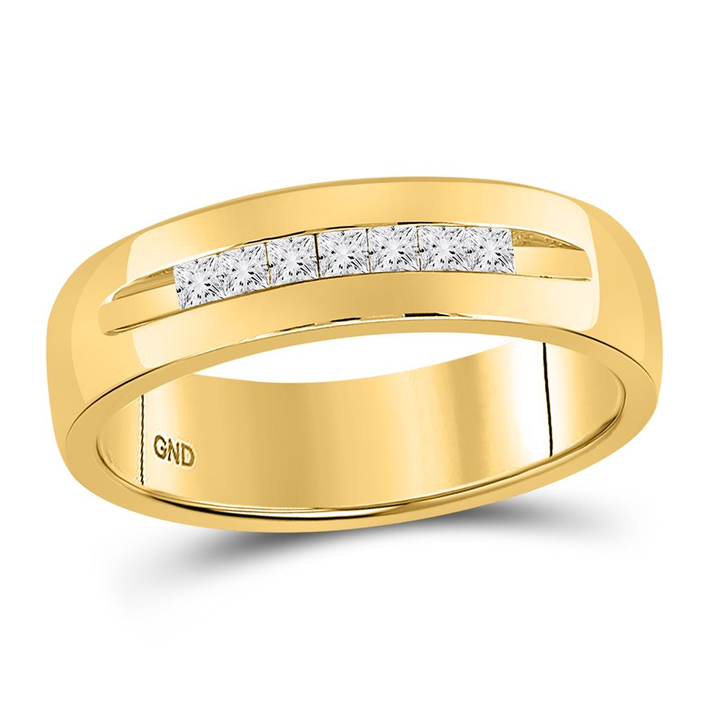 Image of ID 1 14k Yellow Gold Princess Diamond Wedding Band Ring 1/4 Cttw