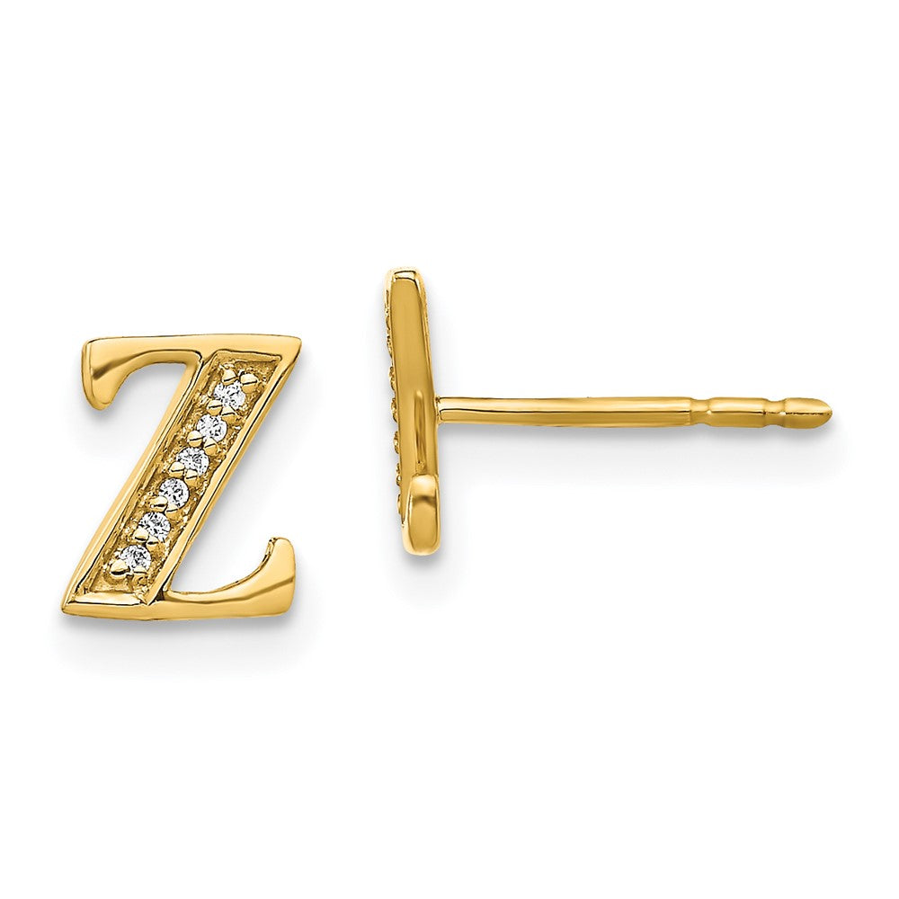 Image of ID 1 14k Yellow Gold Real Diamond Initial Z Earrings