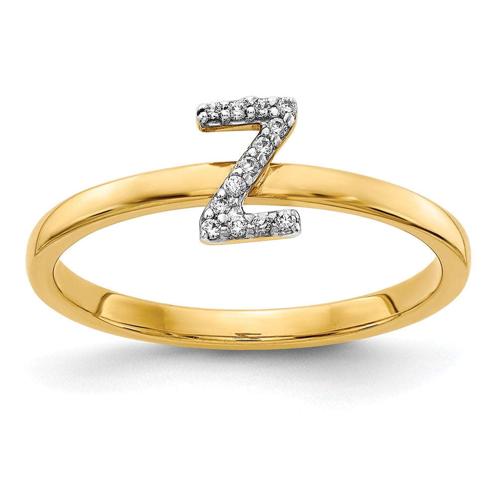 Image of ID 1 14k Yellow Gold Real Diamond Initial Z Ring