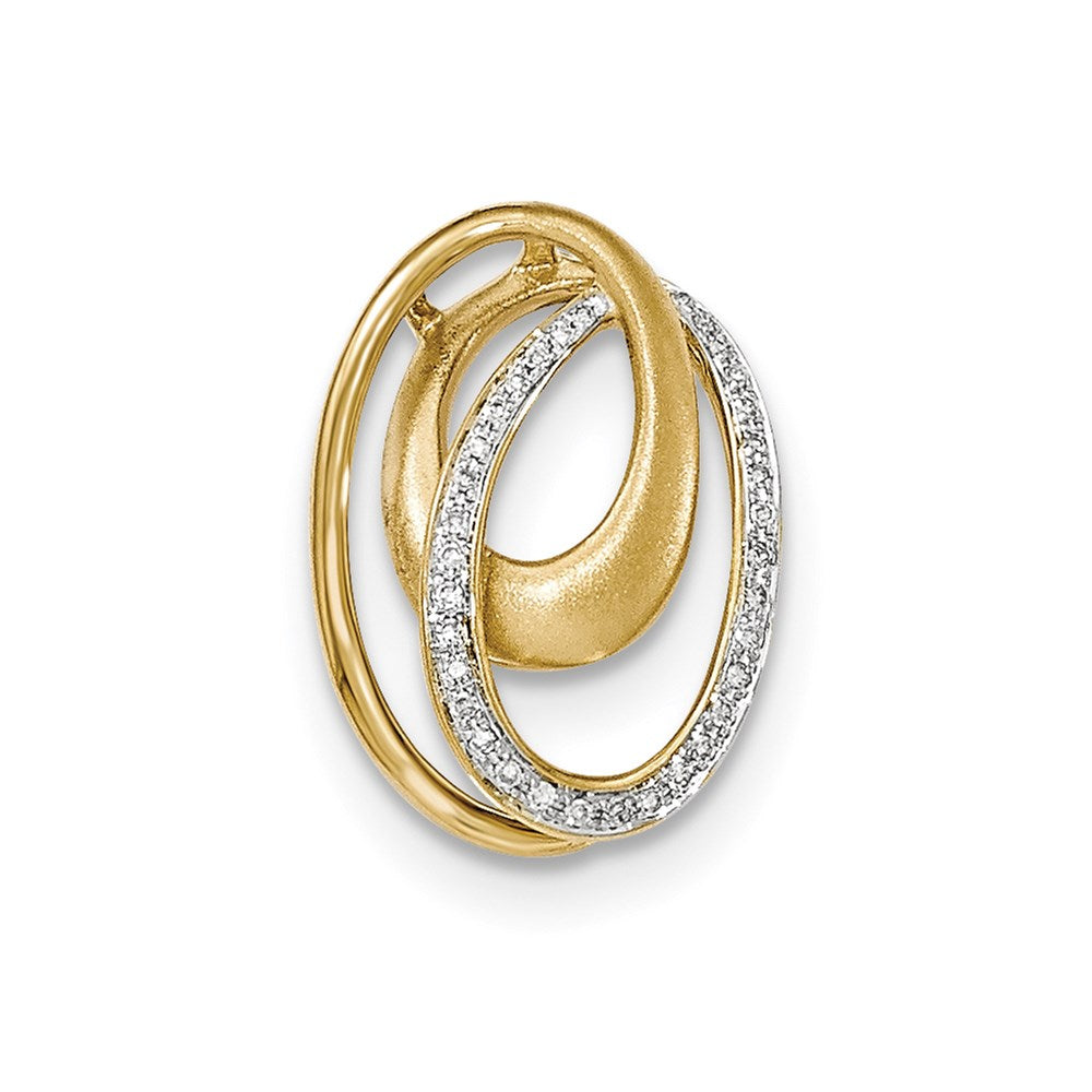 Image of ID 1 14k Yellow Gold Real Diamond Satin Oval Chain Slide