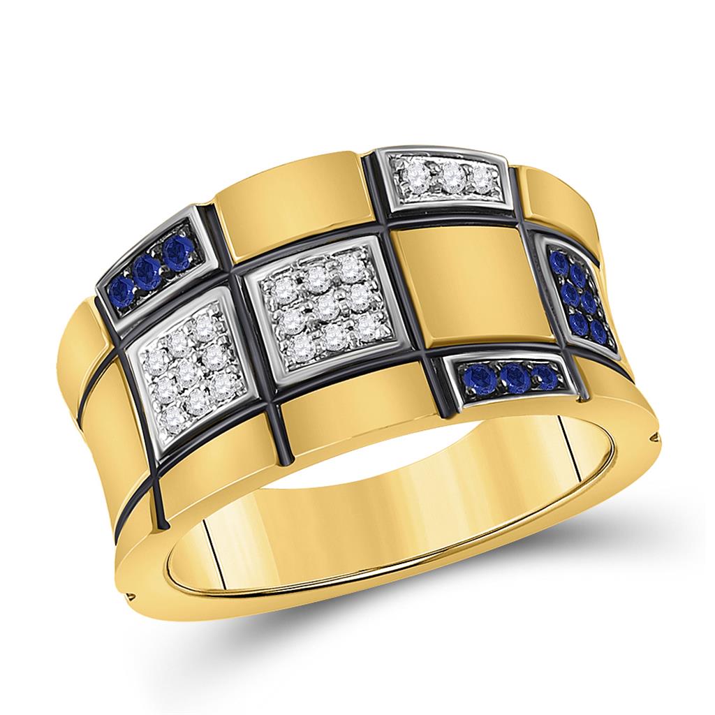 Image of ID 1 14k Yellow Gold Round Blue Sapphire Fashion Ring 3/8 Cttw