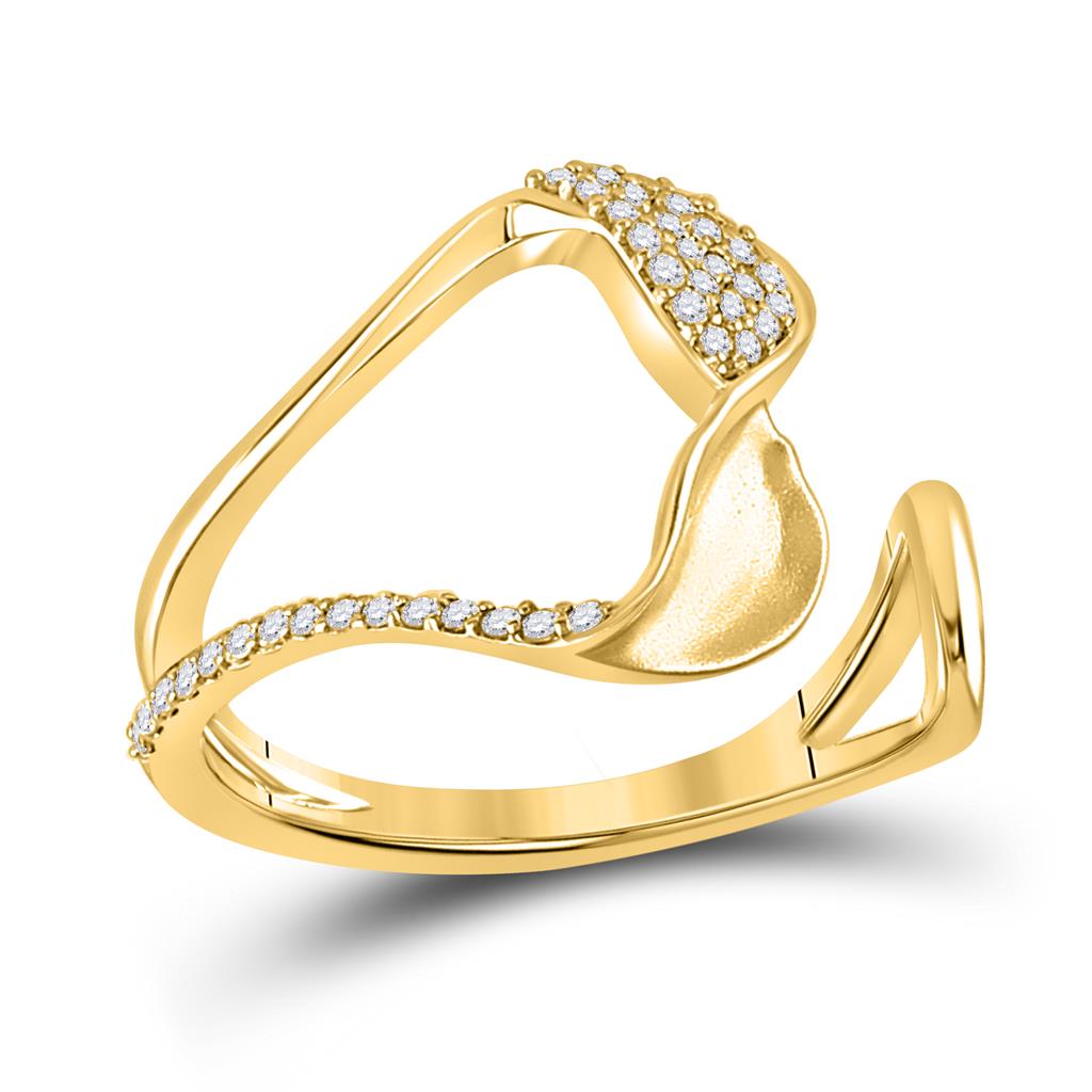 Image of ID 1 14k Yellow Gold Round Diamond Abstract Fashion Ring 1/5 Cttw