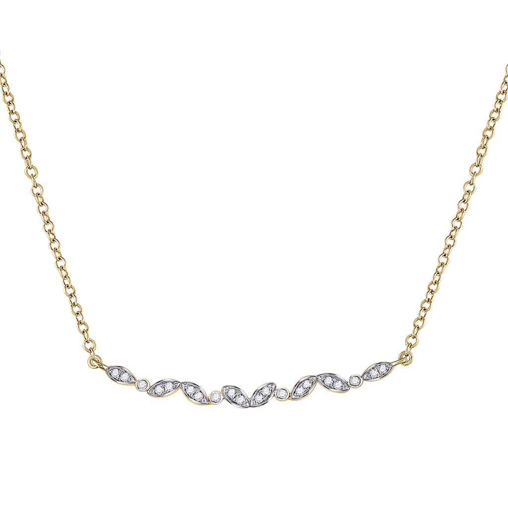 Image of ID 1 14k Yellow Gold Round Diamond Bar Necklace 1/10 Cttw