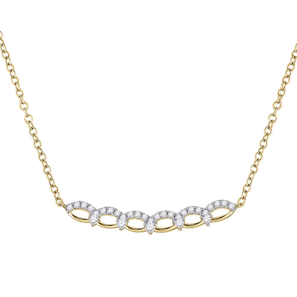 Image of ID 1 14k Yellow Gold Round Diamond Bar Necklace 1/3 Cttw
