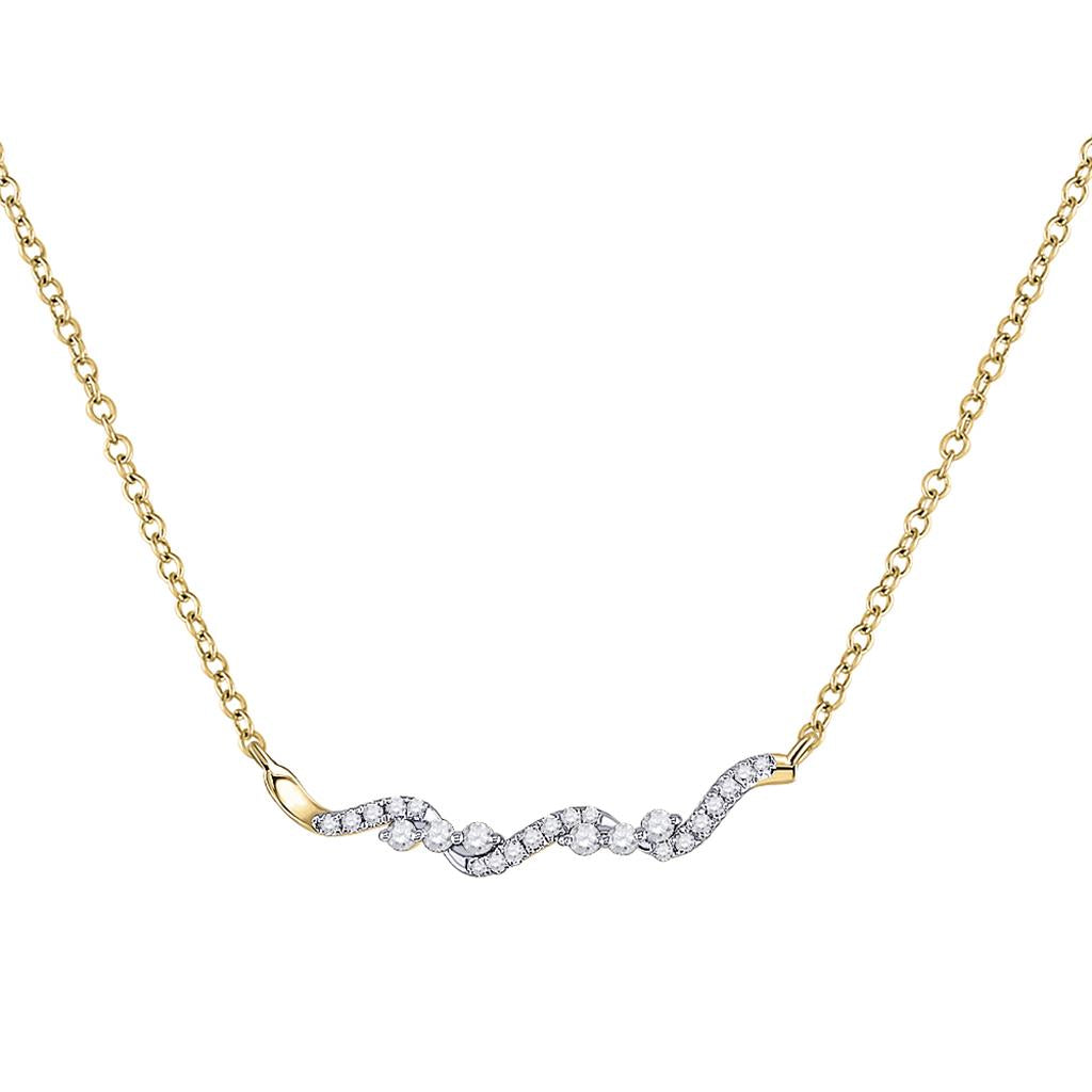 Image of ID 1 14k Yellow Gold Round Diamond Bar Necklace 1/5 Cttw