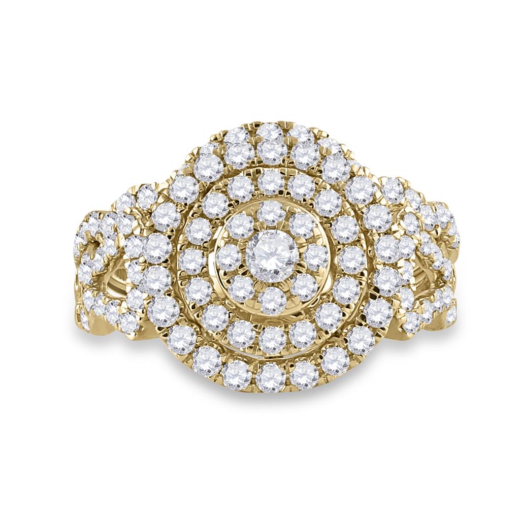 Image of ID 1 14k Yellow Gold Round Diamond Bridal Wedding Ring Set 1-1/3 Cttw