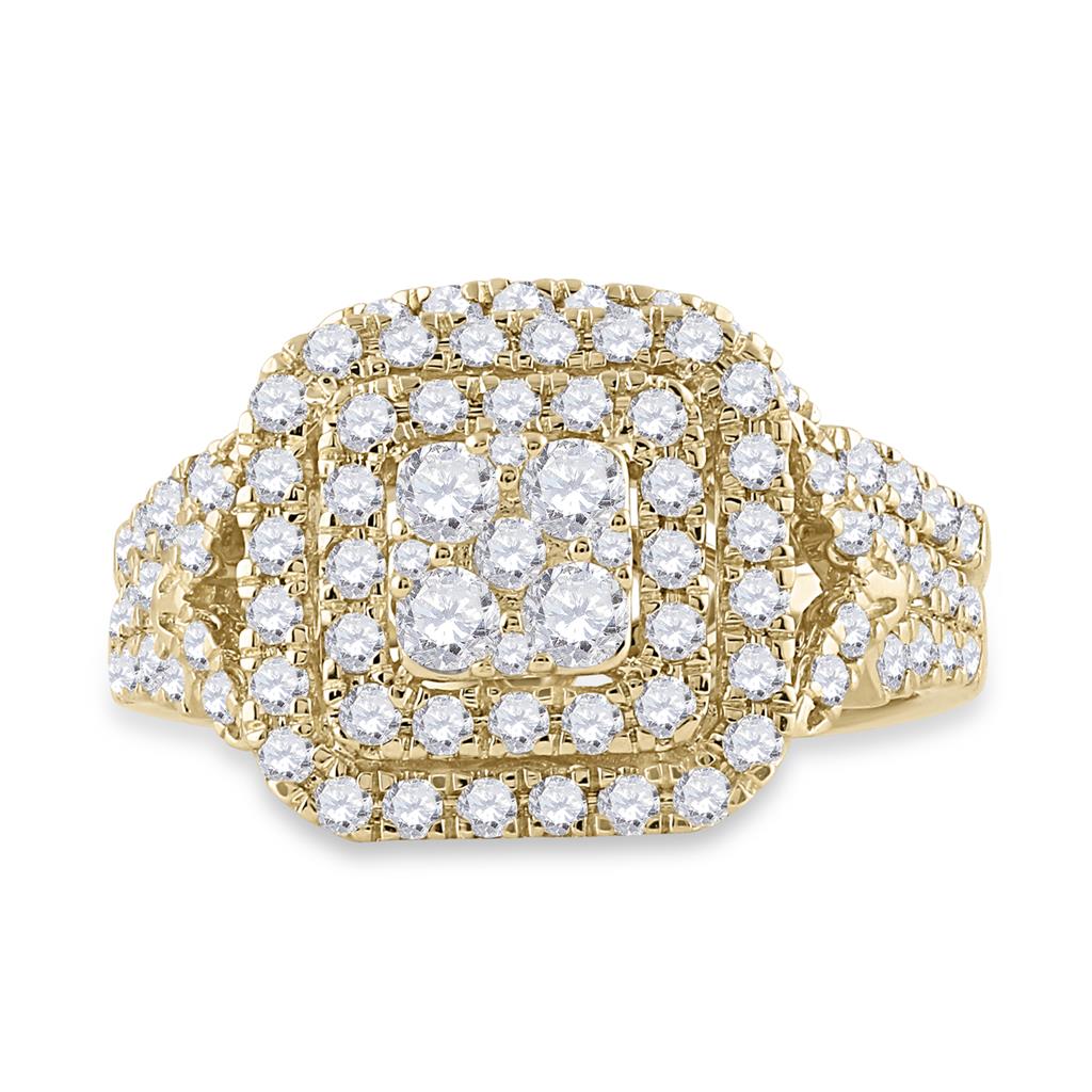 Image of ID 1 14k Yellow Gold Round Diamond Bridal Wedding Ring Set 1-1/4 Cttw